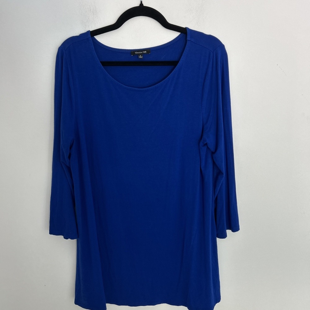 Division 155 Size L 3/4  Sleeve Lightweight Long Sky Blue Career/Casual Wear Top